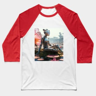 Robot & Water Lilies Baseball T-Shirt